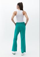 Women Green High Waisted Wide-Leg Trousers