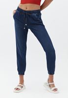 Bayan Mavi Beli Lastikli Denim Jogger