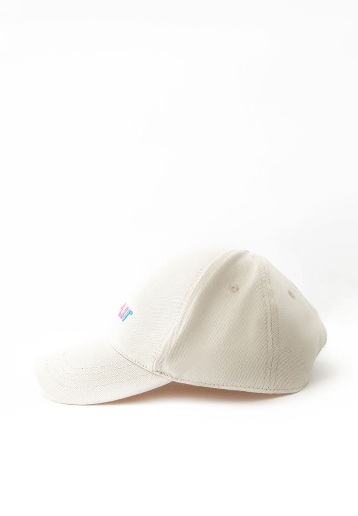 Women Beige Basic Cap with Statement
