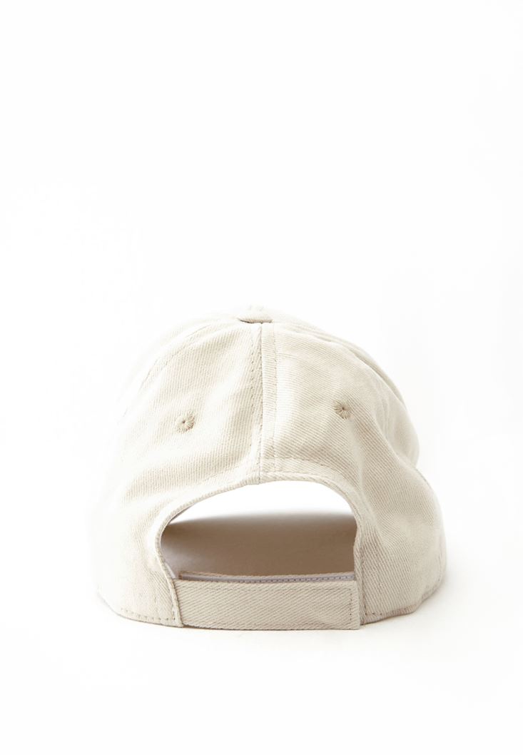 Women Beige Basic Cap with Statement
