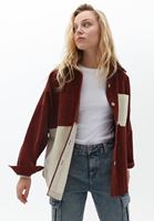 Bayan Bordo Oversize Kadife Gömlek