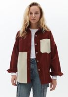 Bayan Bordo Oversize Kadife Gömlek