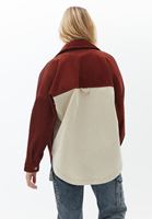 Bayan Bordo Oversize Kadife Gömlek