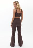 Women Brown Ultra High Rise Flared Pants