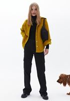 Bayan Sarı Oversize Kadife Gömlek