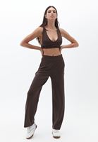 Women Brown Soft Touch Straight Pants