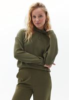 Bayan Yeşil Yumuşak Dokulu Loose-Fit Sweatshirt