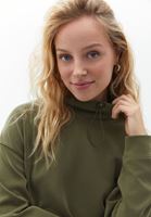 Bayan Yeşil Yumuşak Dokulu Loose-Fit Sweatshirt