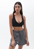 Women Black Soft Touch Crop Singlet