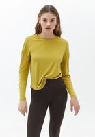 Women Yellow Loose Fit Tshirt with Long Sleeves