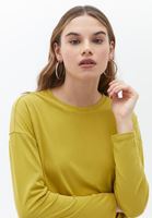 Women Yellow Loose Fit Tshirt with Long Sleeves