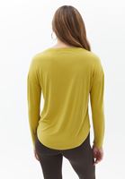 Women Yellow Loose Fit Tshirt with Long Sleeves