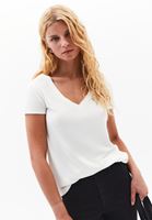 Women Cream Soft Touch V-neck Tshirt