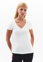 Women Cream Soft Touch V-neck Tshirt