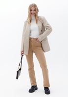 Women Beige High Rise Bootcut Pants