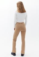 Women Beige High Rise Bootcut Pants