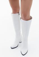 Women White Vegan Leather Long Boots