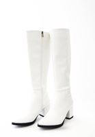 Women White Vegan Leather Long Boots