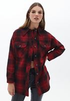 Women Mixed Oversize Plaid Jacket