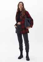 Women Mixed Oversize Plaid Jacket