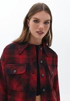 Women Mixed Oversize Plaid Jacket