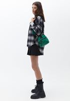 Women Black Cotton Plaid Shirt