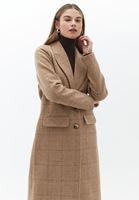 Women Mixed Plaided Maxi Coat