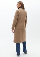 Women Mixed Plaided Maxi Coat