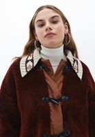 Bayan Bordo Yaka Detaylı Oversize Mont