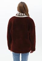 Bayan Bordo Yaka Detaylı Oversize Mont