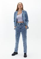 Women Blue Cargo Pants with Pocket Detail