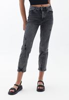 Women Grey High Waist Denim Pants