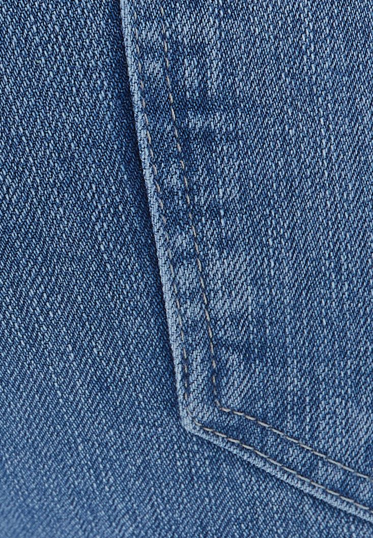 نساء أزرق بنطال جينز قطني بقصة مستقيمة
