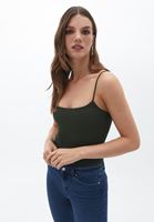 Women Green Cotton Casual Square Neck Singlet