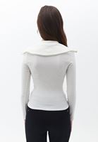 Women Cream Zippered Neck Casual Top