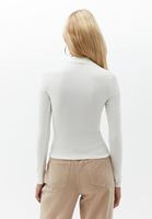 Women Cream High Neck Tshirt with Long Sleeves