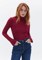 Women Red Turtleneck Knitwear Sweater