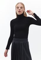 Women Black Turtleneck Knitwear Sweater