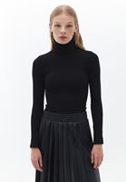 Women Black Turtleneck Knitwear Sweater