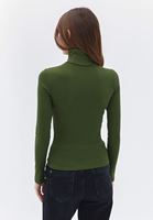 Women Green Turtleneck Knitwear Sweater