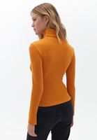 Women Orange Turtleneck Knitwear Sweater