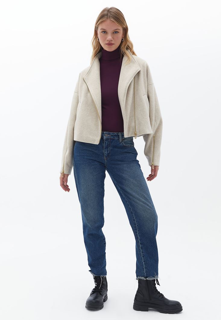 Women Purple Turtleneck Knitwear Sweater