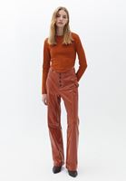 Women Brick High Rise Vegan Leather Straight Fit Pants