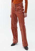 Women Brick High Rise Vegan Leather Straight Fit Pants