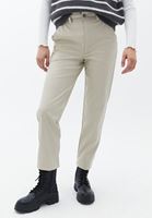 Women Beige High Rise Vegan Leather Baggy Fit Pants