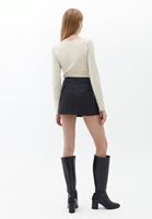 Women Black Vegan Leather Mini Skirt