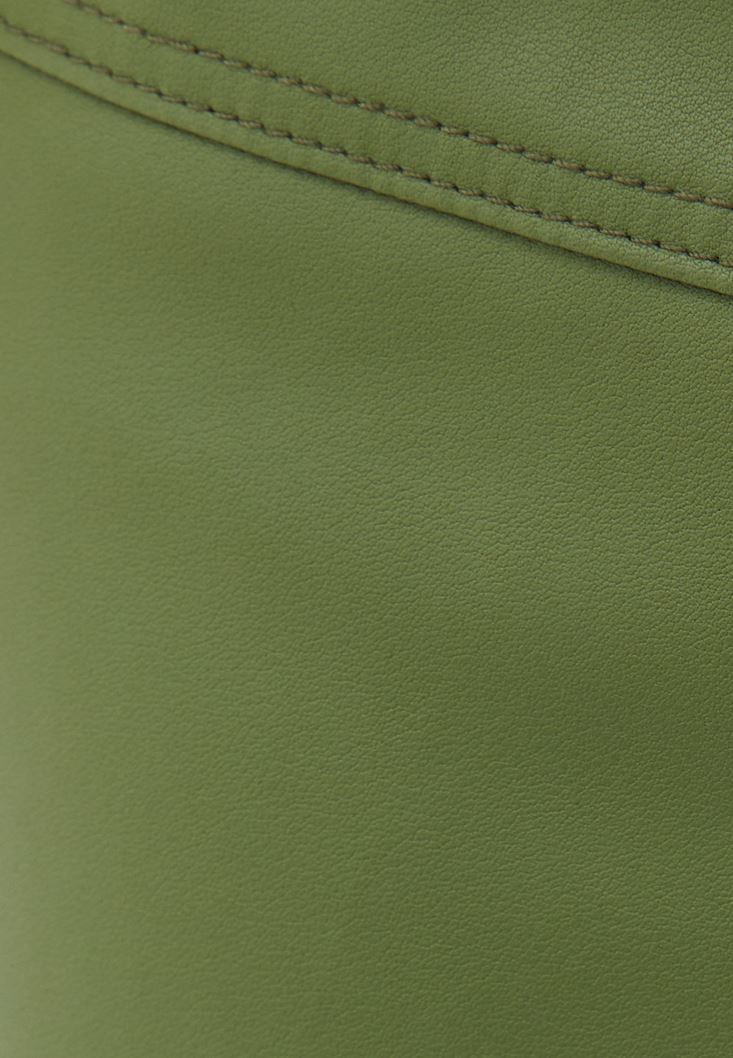Women Green Vegan Leather Mini Skirt