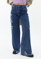 Women Blue High Rise Baggy Fit Pants