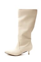 Women Beige Vegan Leather Long Boots