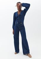 Bayan Mavi Bağlama Detaylı Denim Bluz